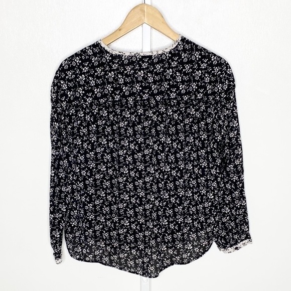 ⚡️$10⚡️Madewell | Black/White Branch Floral Mix Meadow Cotton Blouse Sz Small - Picture 9 of 14
